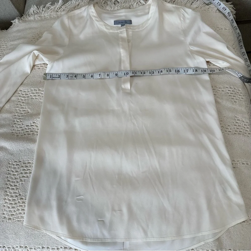 CLASSIQUES ENTIER Ivory Silk Long Sleeve Blouse Popover Tunic Top Cream … - Picture 8 of 13